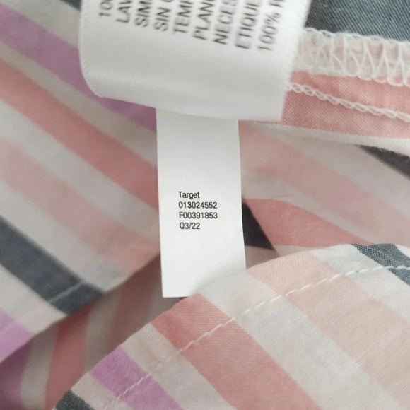 Universal Thread Shirt Striped Short Sleeve Boxy Collared V Neck Popover Top - Picture 7 of 7